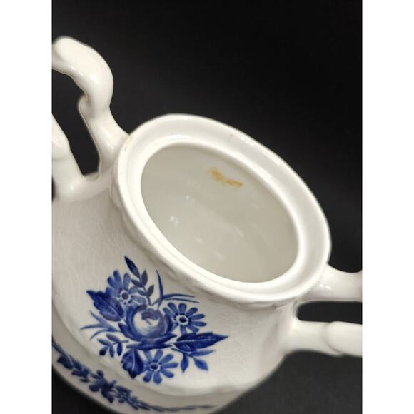 Vintage J & G Meakin Dresden Blue Covered Sugar Bowl w/ Lid Made in England - Picture 8 of 11